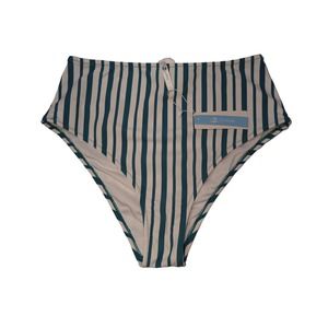 NWT Cupshe Striped White and Blue Swimsuit Bottoms Woman Large